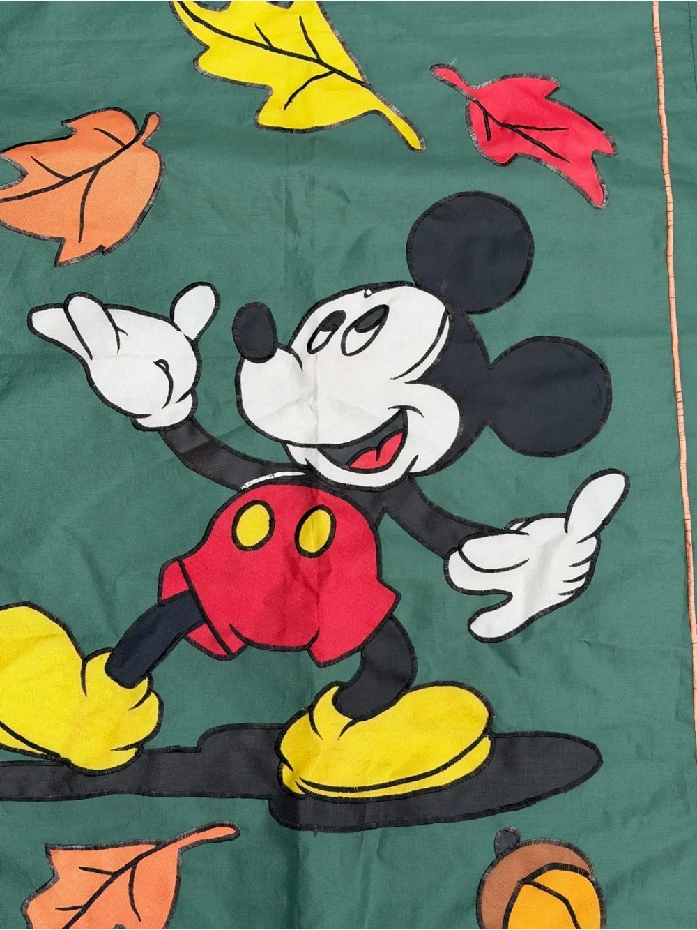 Vintage Disney Mickey Mouse Fall Autumn Leaves Garden Yard Flag 44x28